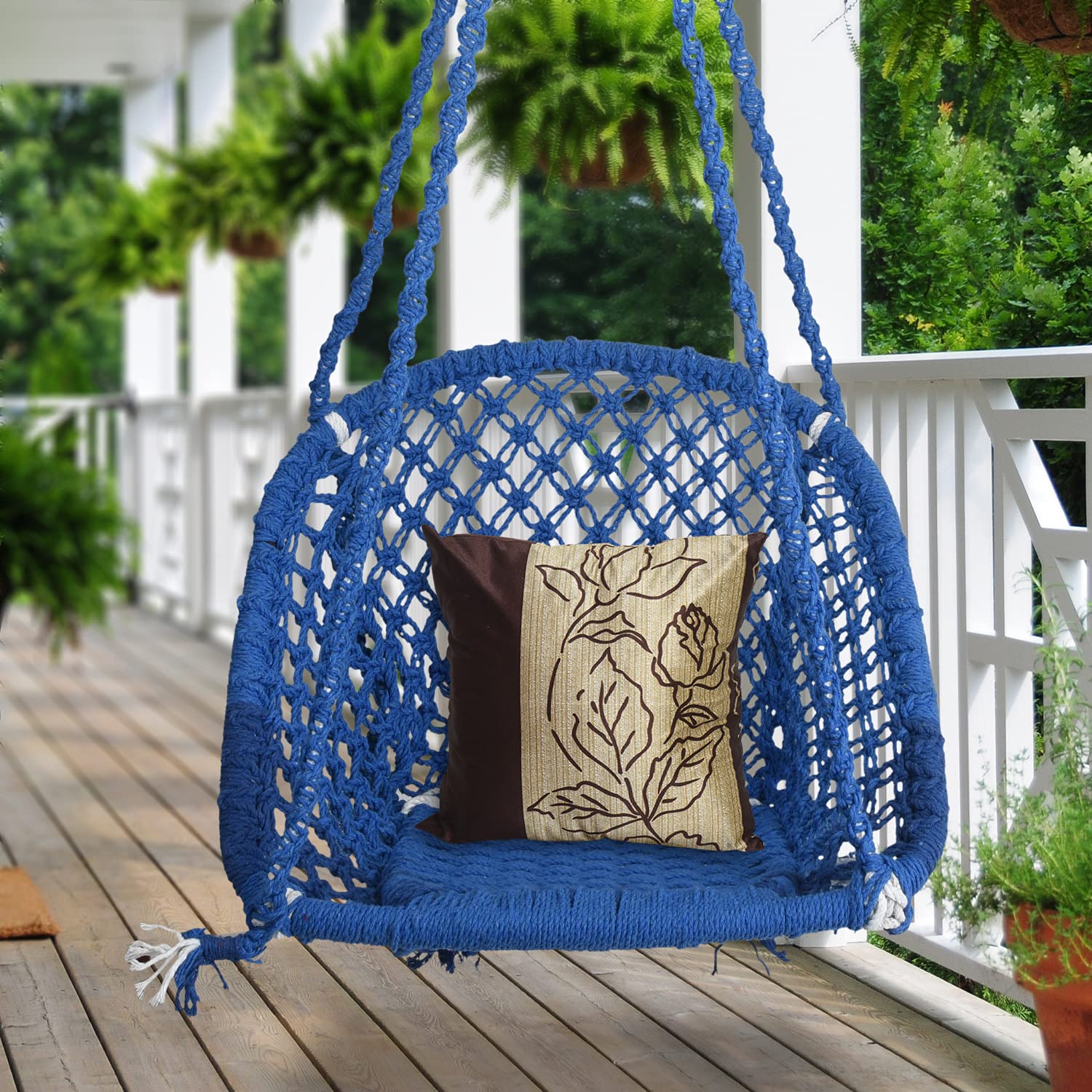 Swing For Adults For Home/Swing For Adults/Jhula For Adults/Wooden Swing For Living Room/Swing For Balcony/Cotton Round Hammock Hanging Swing Chai