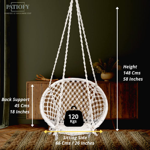 Swing Chair/ Jhula Indoor/ Swing for Home/Swing for Adults Outdoor Wooden Cotton Large Swing (White, DIY(Do-It-Yourself))